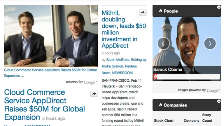 Screenshot showing how NewsPlus can drive an entire news portal